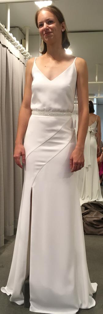 Classy wedding dress Vindress White Regular Long V-neck New (Un-Altered) Natural Size 36