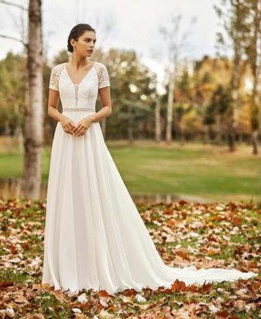 Classy wedding dress Vindress White Regular Short V-neck New (Un-Altered) Chiffon Size 34